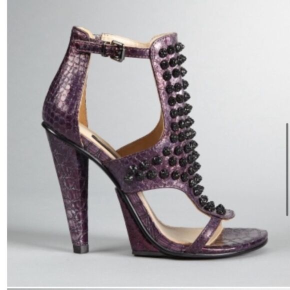 Kenneth Cole Sweet Greet Studded Heels Plum 7.5 - Picture 2 of 14